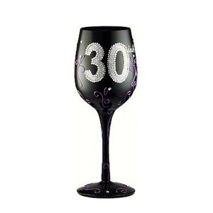 “30ish” 30 & Fabulous Rhinestone Black Birthday Wine Glass